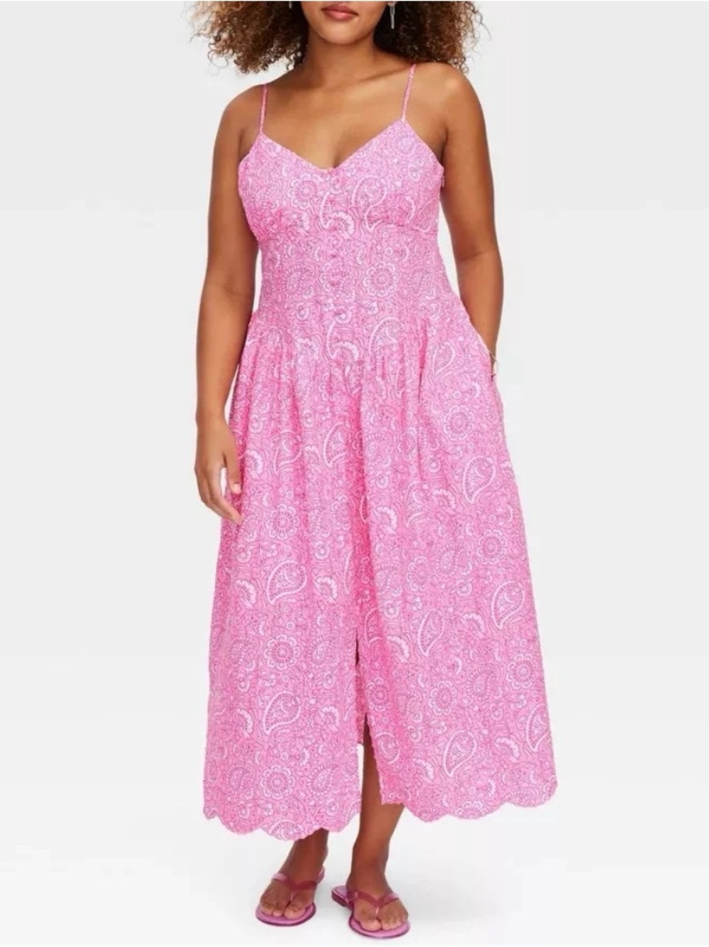 NWT Roller Rabbit x Target Pink Paisley Eyelet Midi Dress L